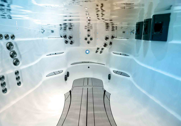 Easily keep your traction on the swim spa floor with SoftTread by SwimDek
